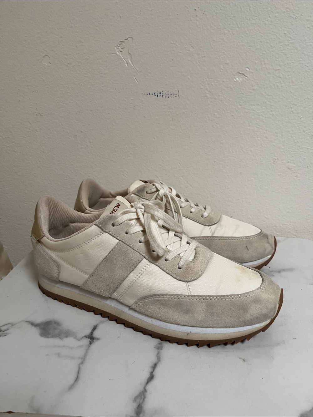 J. Crew Beige & Cream Men's Suede-Trim Sneakers
